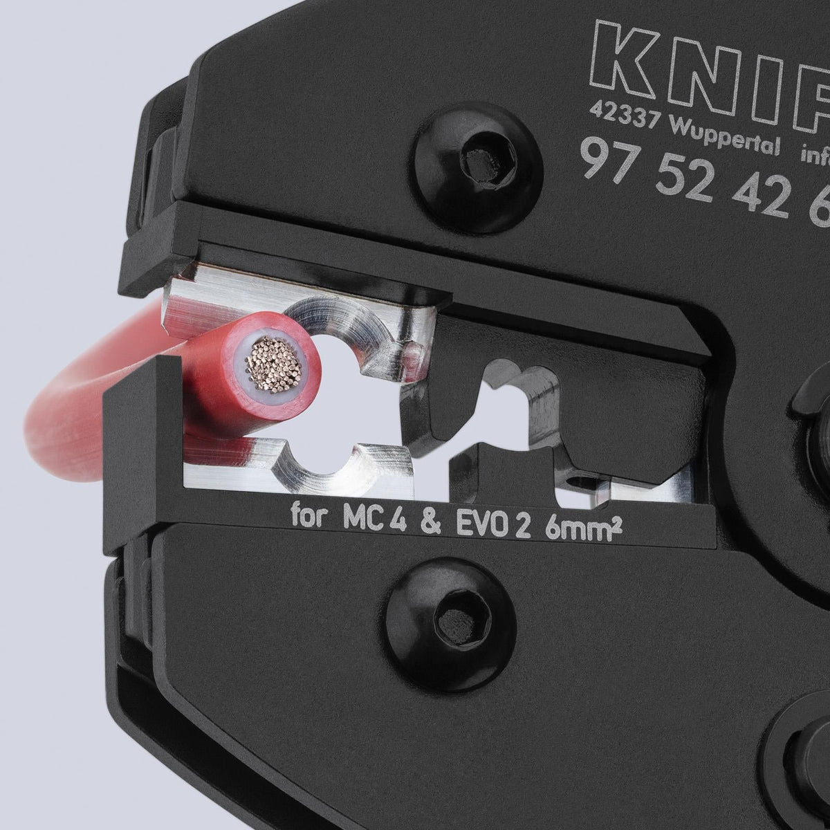 KNIPEX PreciForce Crimping Pliers for MC4®/MC4® Evo 2 Connectors 220mm 97 52 42 6 SB  White Rose Tools