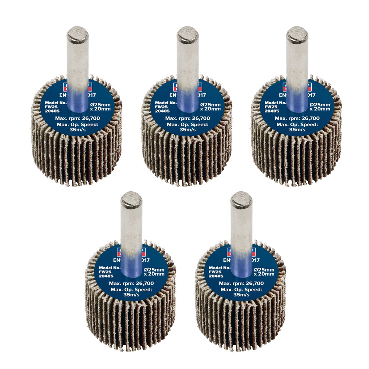 Sealey Abrasive Flap Wheel Ø25 x 20mm Ø6mm Shaft 40Grit - Pack of 5 