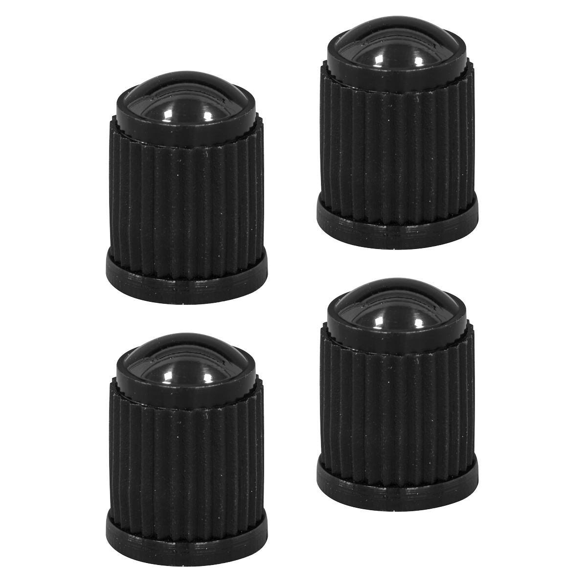 Sealey Plastic Valve Caps 4pc - Black
