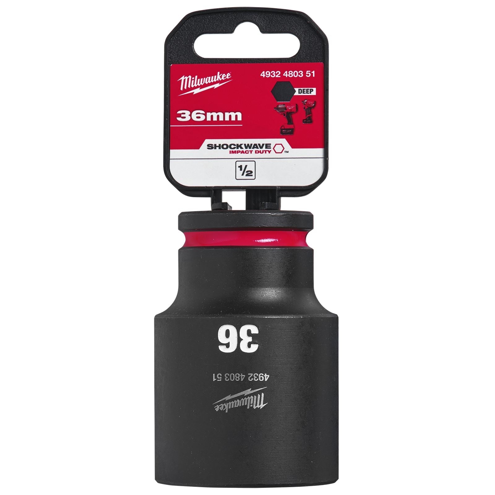 Milwaukee Impact Sockets Deep 1/2" Drive 8-36mm SHOCKWAVE Impact Duty 
