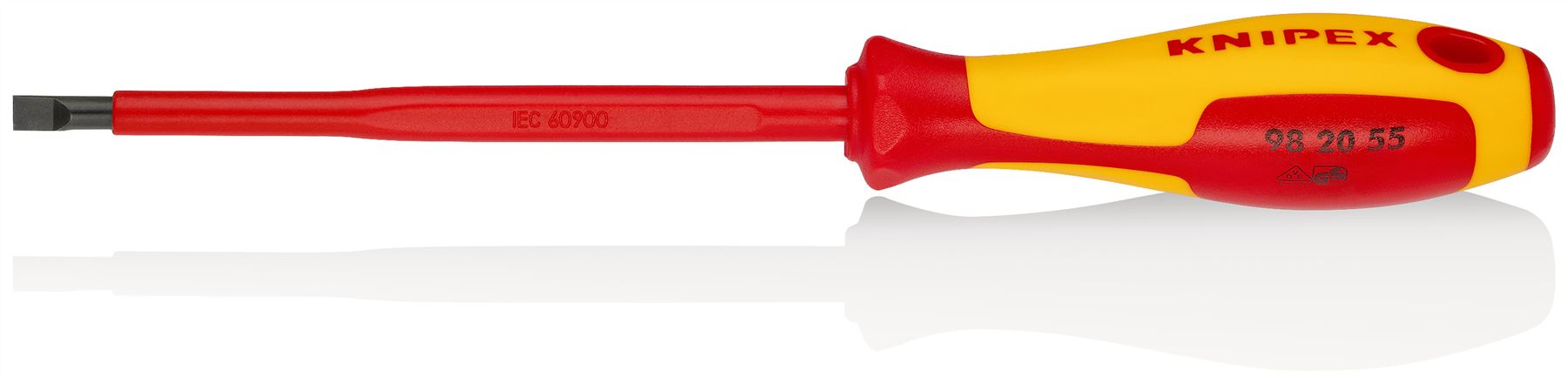 KNIPEX Screwdriver for Slotted Screws 5.5 x 1.0mm VDE Insulated Multi Component Grips 232mm 98 20 55