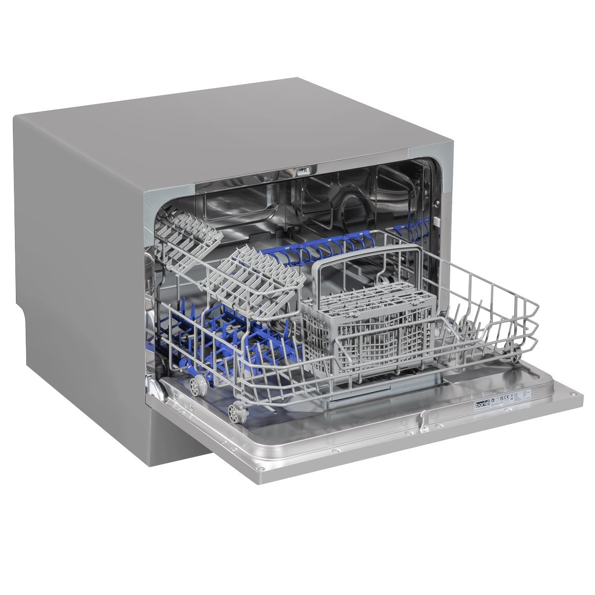 Baridi Compact Tabletop Dishwasher 6 Place Settings, 6 Programmes, Low Noise, 6.5L Cycle, Start Delay - Silver