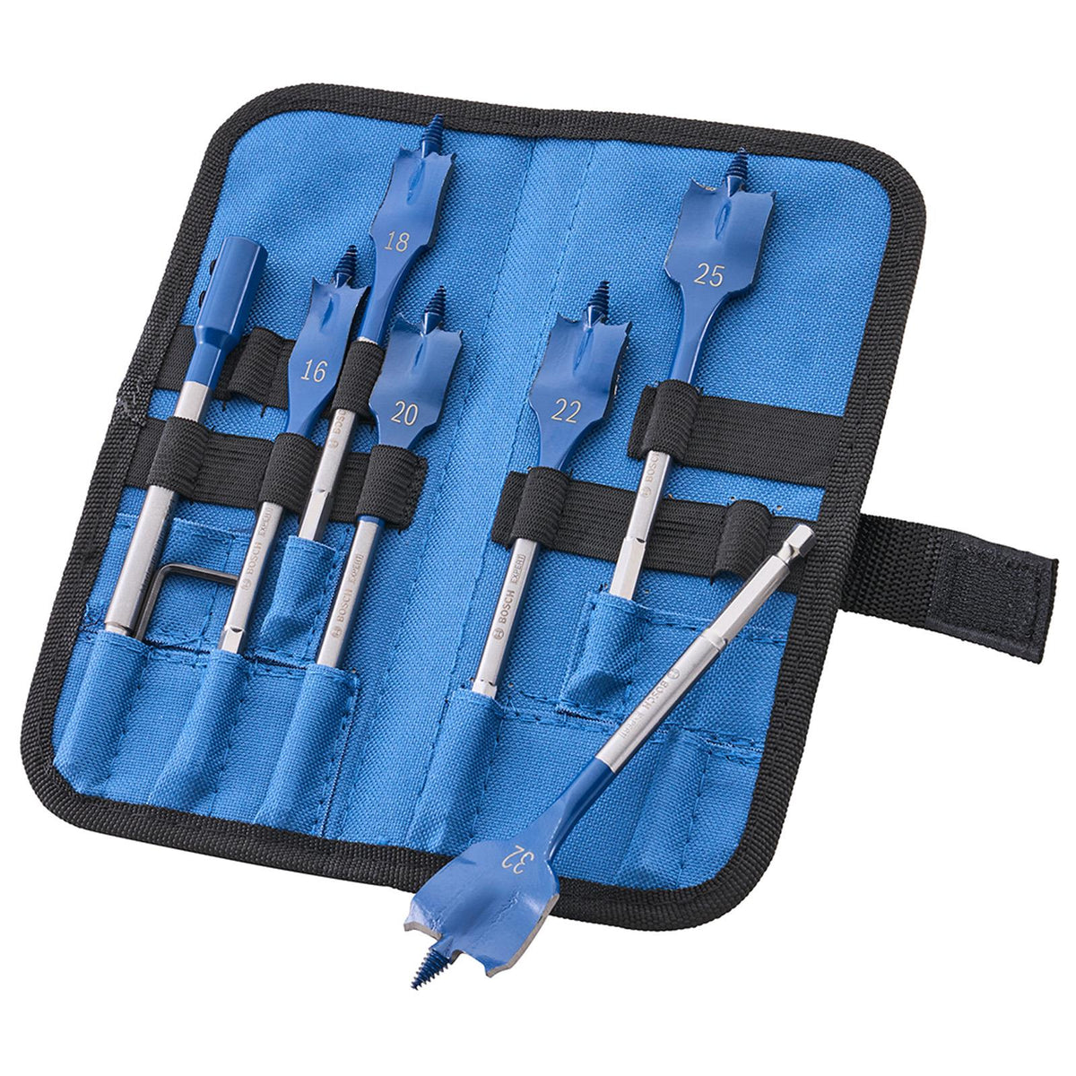 Bosch 7 Piece Flat Wood Drill Bit Self Cut Speed Spade Set 2608902110  White Rose Tools