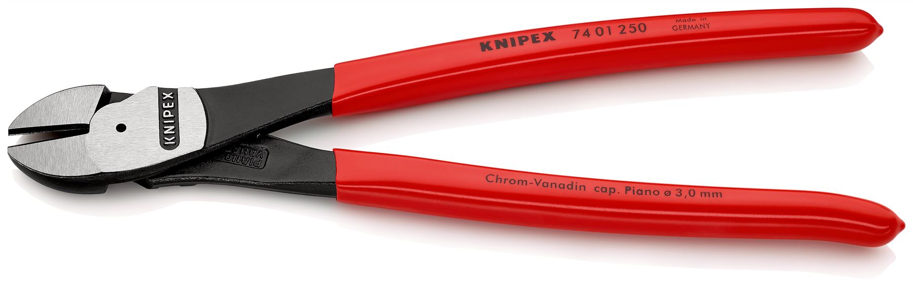 KNIPEX Diagonal Cutting Pliers High Leverage Side Cutters 250mm Plastic Coated Handles 74 01 250 SB