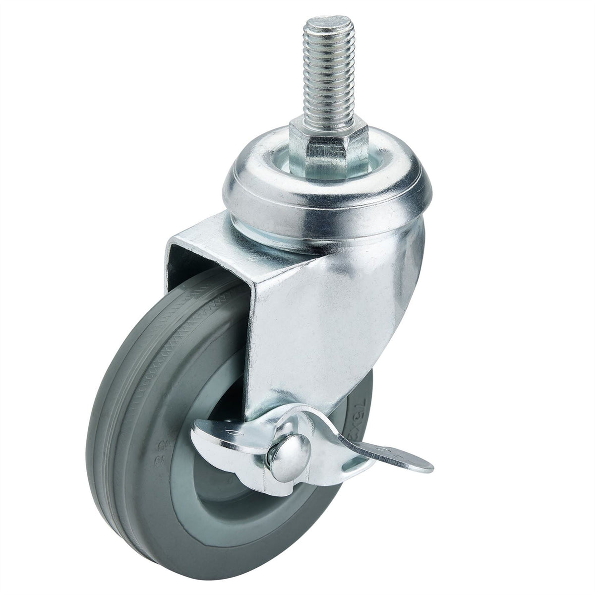 Draper Swivel Bolt Fixing Rubber Castor with Brake 75mm Diameter S.W.L. 70kg 65476  White Rose Tools