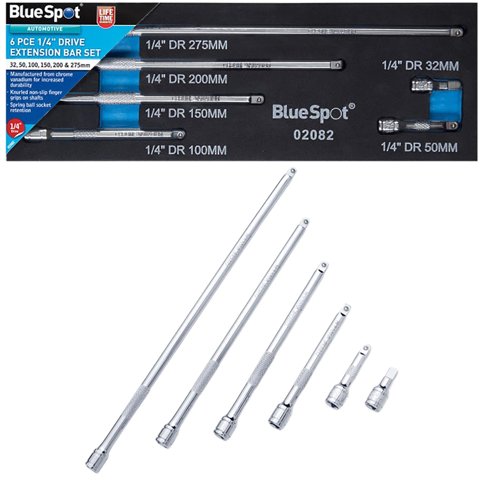 BlueSpot Extension Bar Set 1/4" Drive 6 Piece in EVA Foam 