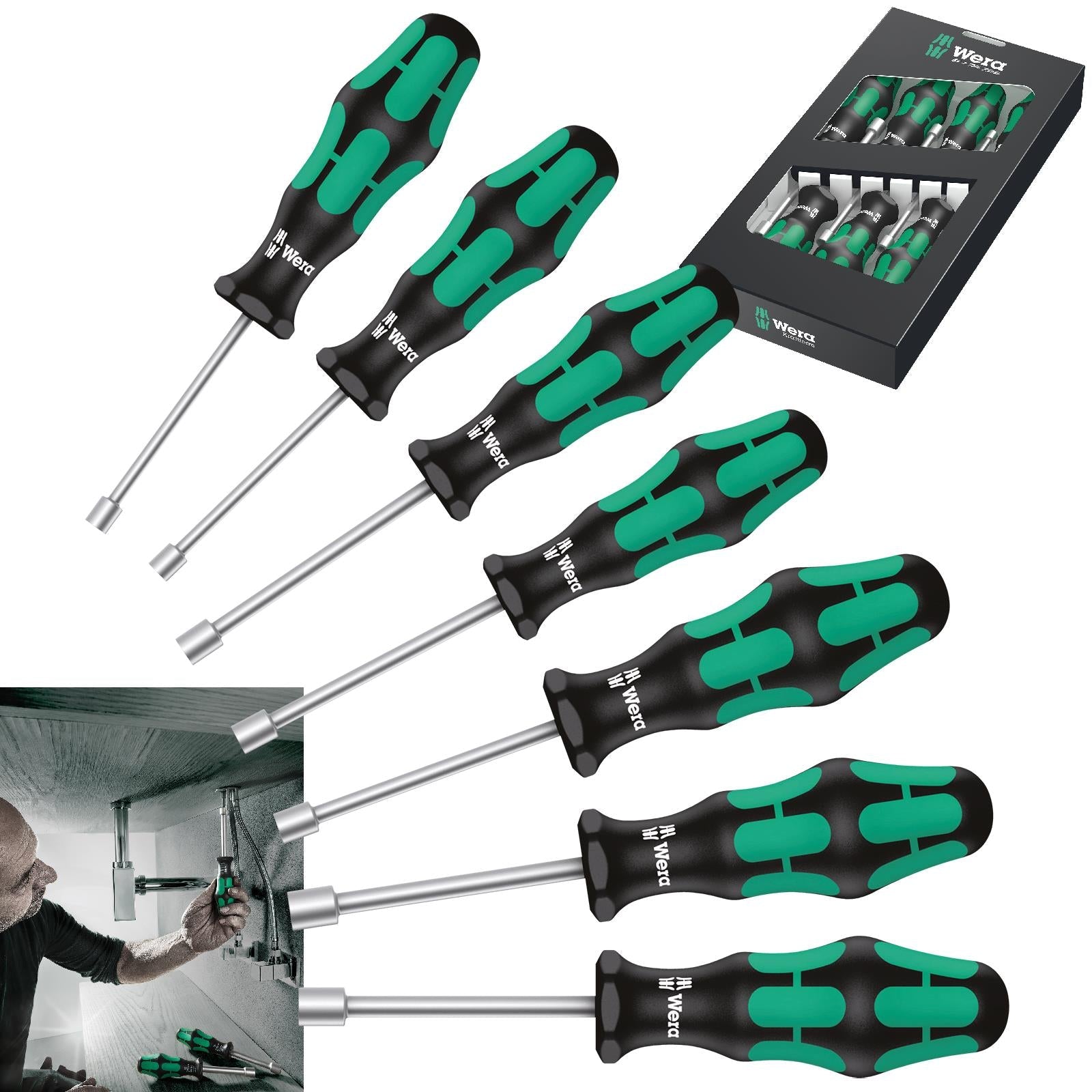 Wera Kraftform Hollow Shaft Nutspinner Set 7 Piece 5-13mm 395 HO/7 SM 