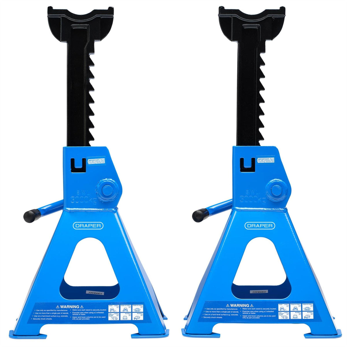 Draper Ratchet Axle Stands 3 Tonne (Pair) 30881  White Rose Tools