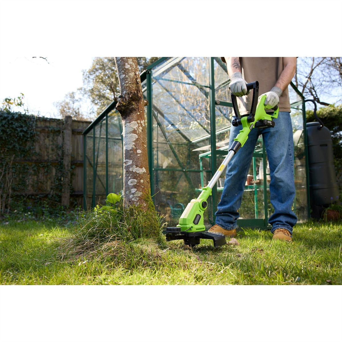 Draper 18V 2-in-1 Grass Trimmer 1 x 2.0Ah Battery 1 x Charger 31860  White Rose Tools