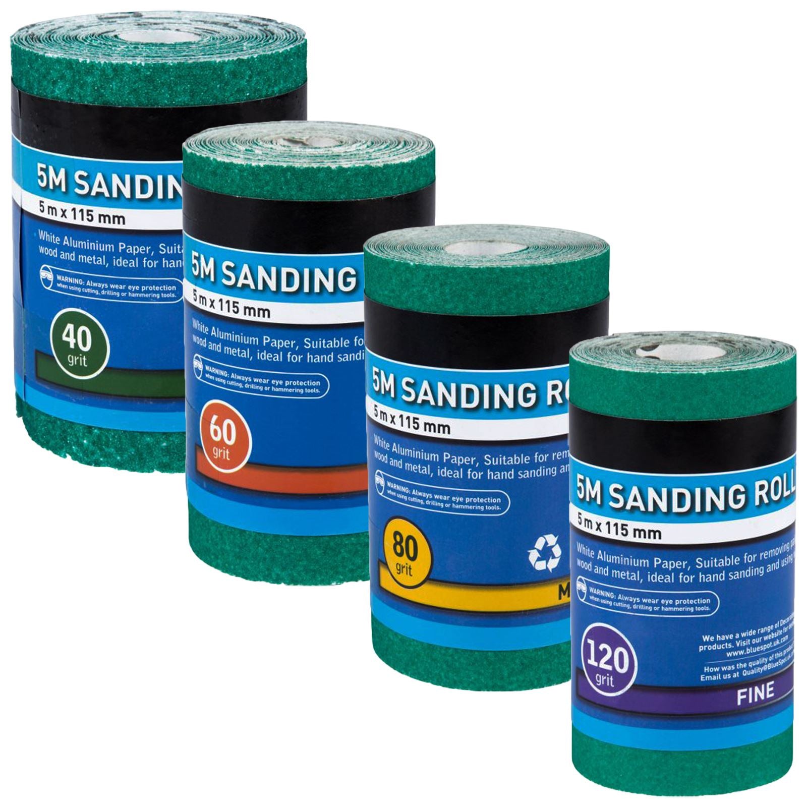 BlueSpot Sanding Paper Roll 5m x 115mm Aluminium Oxide