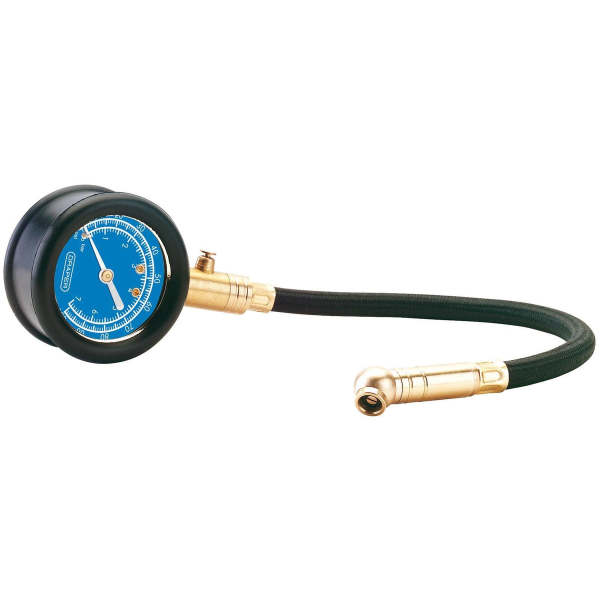 Draper Tyre Pressure Gauge with Flexible Hose 69924  White Rose Tools