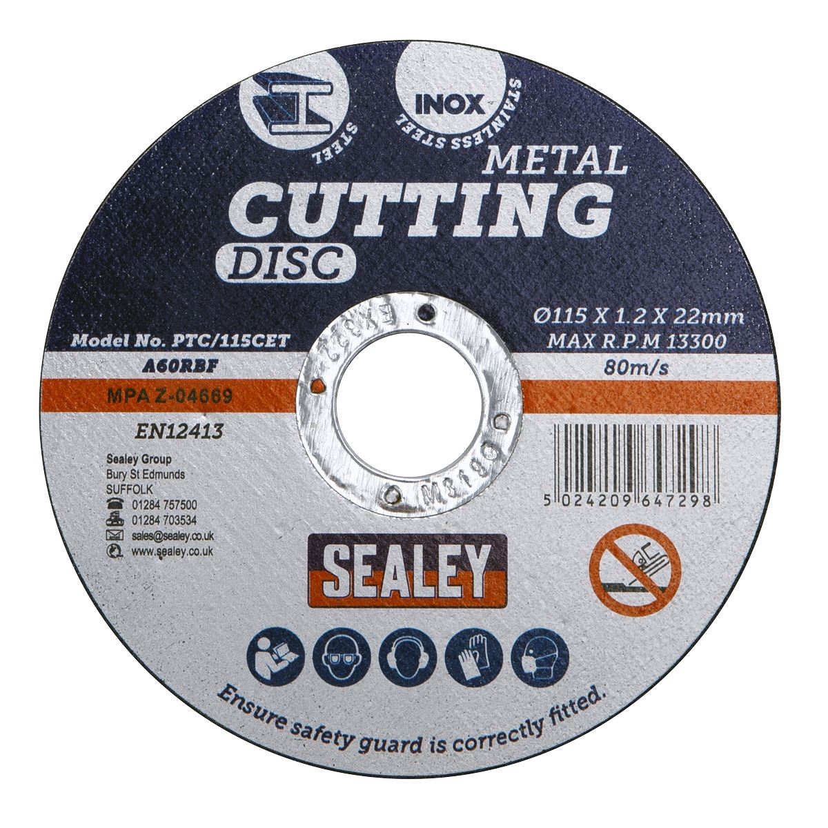 Sealey Cutting Disc Ø115 x 1.2mm Ø22mm Bore 