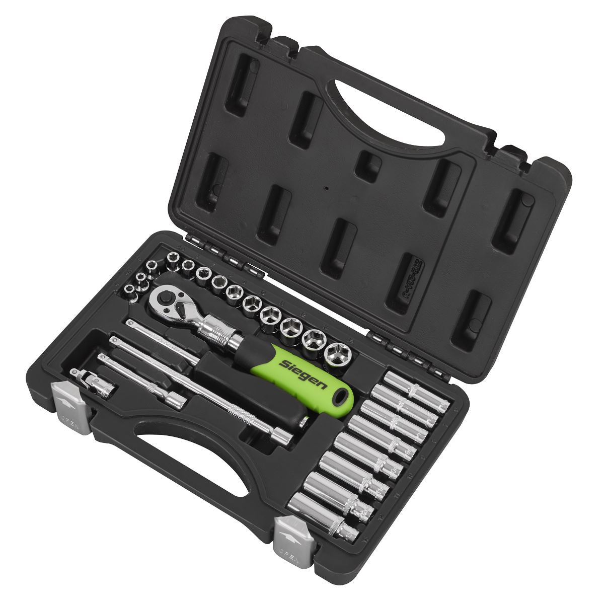 Sealey Socket Set Extendable Ratchet 1/4"Sq Drive 26pc  White Rose Tools