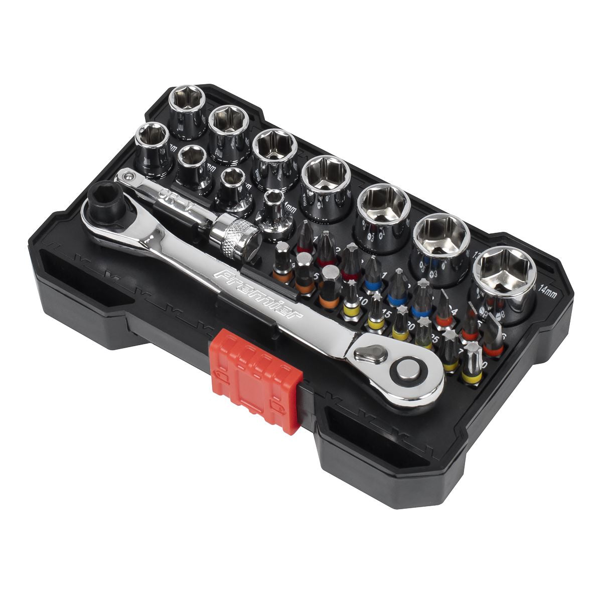 Sealey Premier Socket & Bit Set 1/4"Sq Drive Colour-Coded 31pc