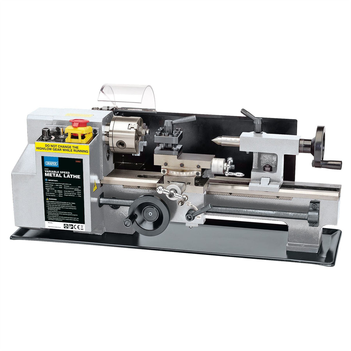 Draper Variable Speed Metal Work Lathe 250W 33893  White Rose Tools