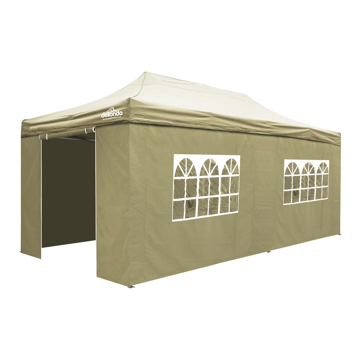 Dellonda Premium 3x6m Pop-Up Gazebo & Side Walls, PVC Coated, Water Resistant Fabric with Carry Bag, Rope, Stakes & Weight Bags - Beige