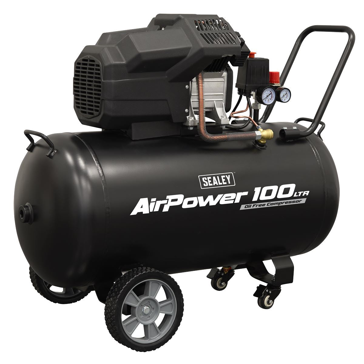 Sealey Air Compressor 100L V-Twin Oil Free Direct Drive 3hp