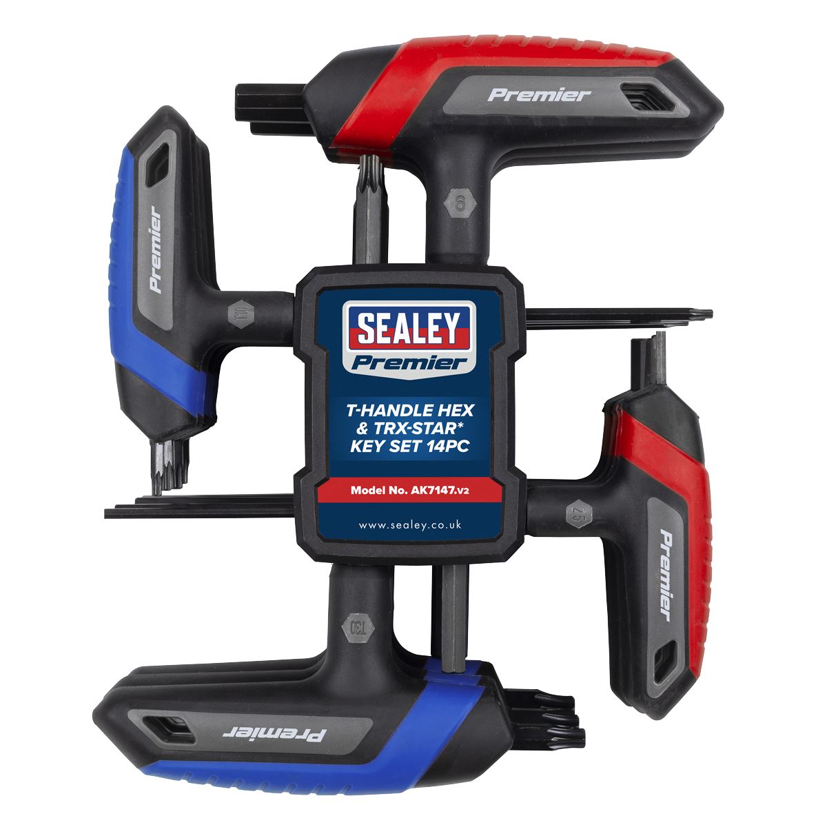 Sealey Premier T-Handle Hex & TRX-Star* Key Set 14pc  White Rose Tools