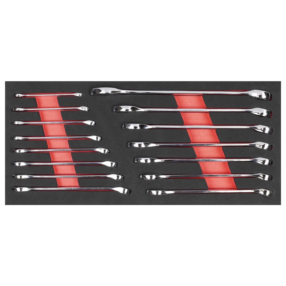 Sealey Premier Combination Spanner Set with Tool Tray 15pc  White Rose Tools