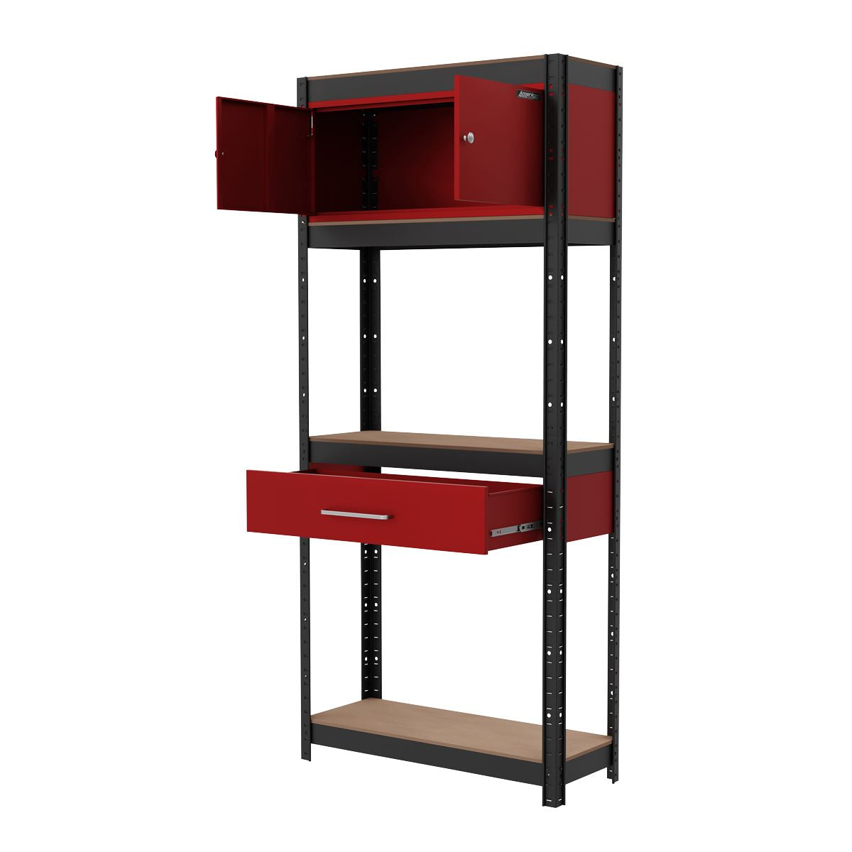 Sealey Shelving Unit 4-Tier with Cupboard and Drawer