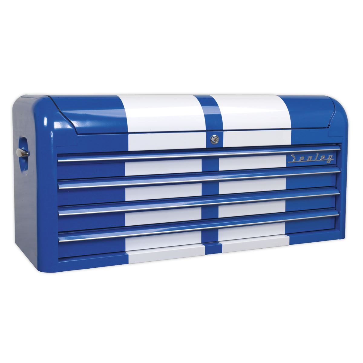 Sealey Premier Topchest 4 Drawer Wide Retro Style - Blue with White Stripes 