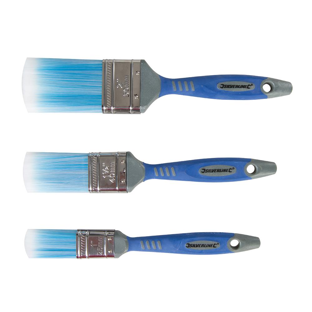 Silverline No-Loss Synthetic Paint Brush Set 3pce 25, 40 & 50mm 344268  White Rose Tools