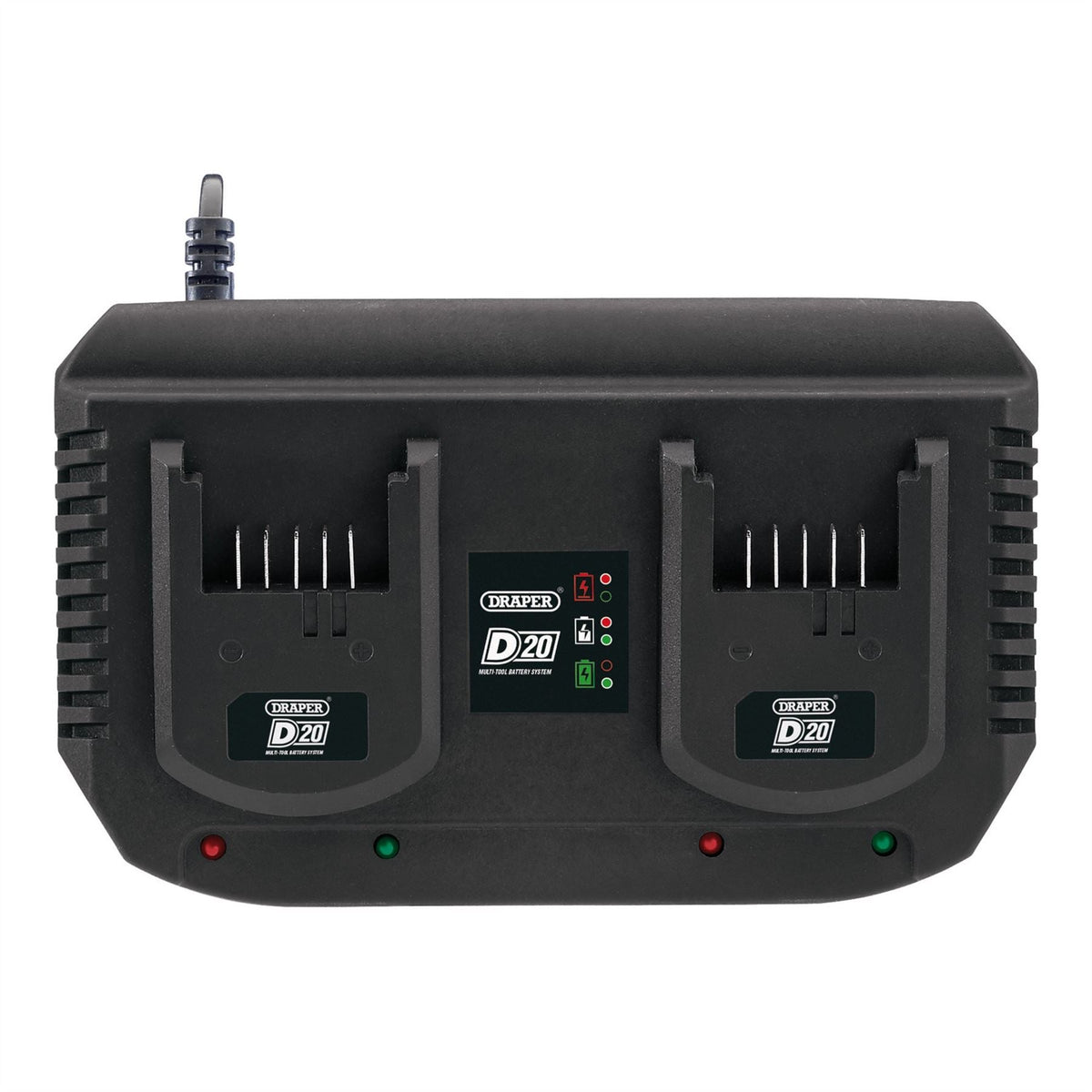 Draper D20 20V Li-ion Fast Twin Battery Charger 2 x 3.5A 92239  White Rose Tools