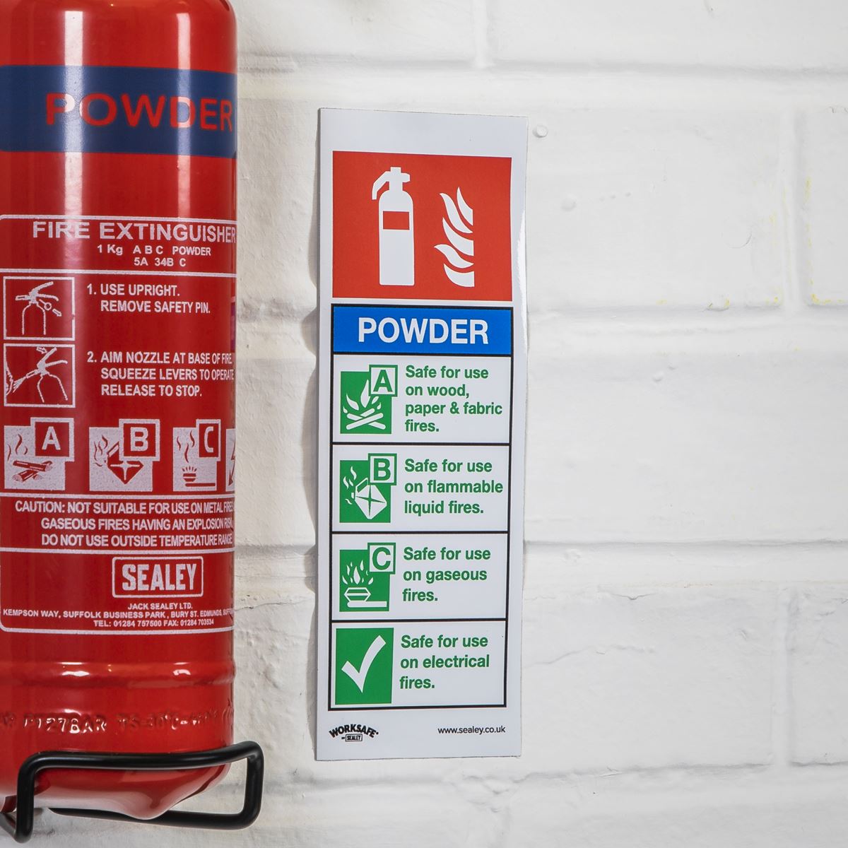 Worksafe by Sealey Safe Conditions Safety Sign - Powder Fire Extinguisher - Rigid Plastic