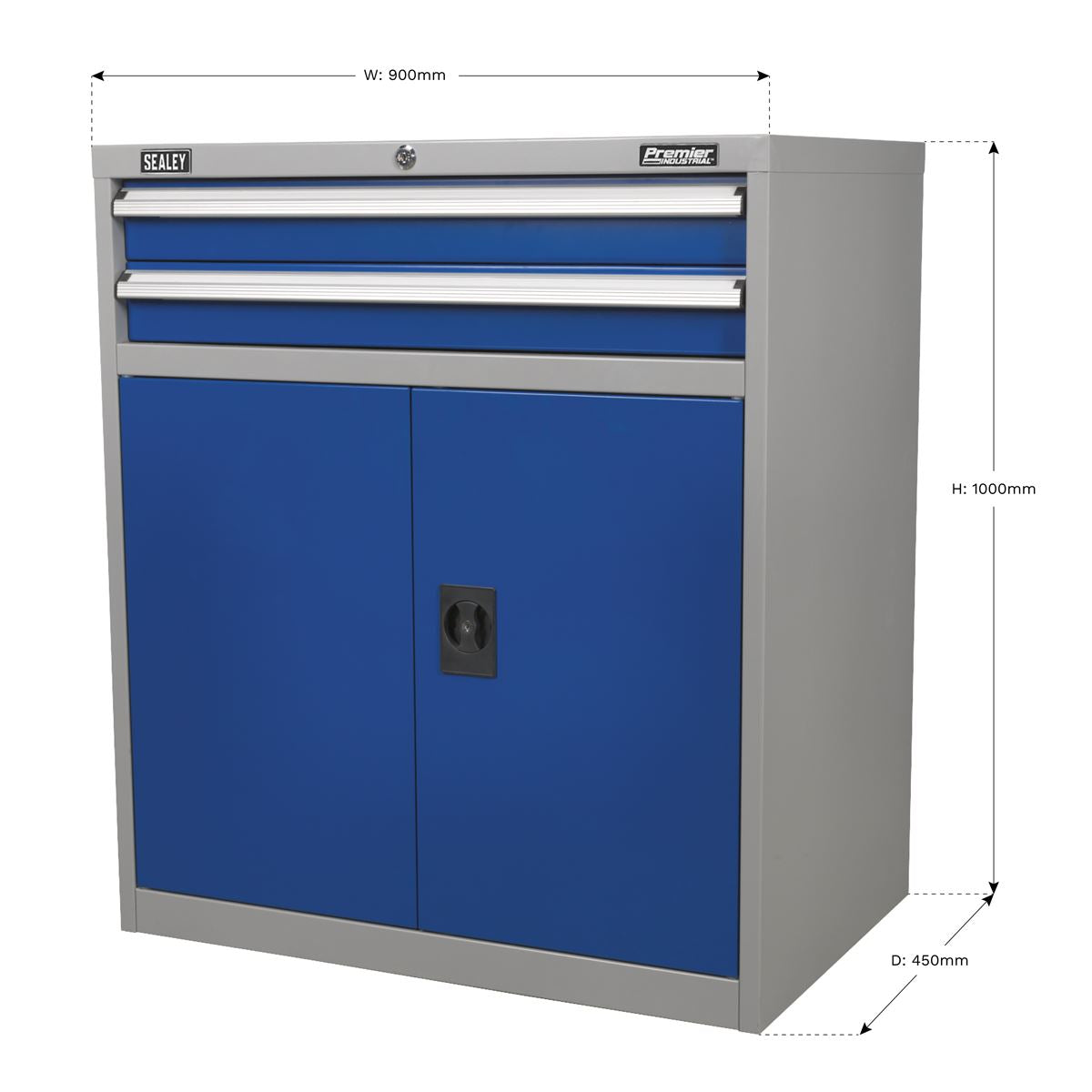 Sealey Premier Industrial Industrial Cabinet 2 Drawer & 1 Shelf Double Locker
