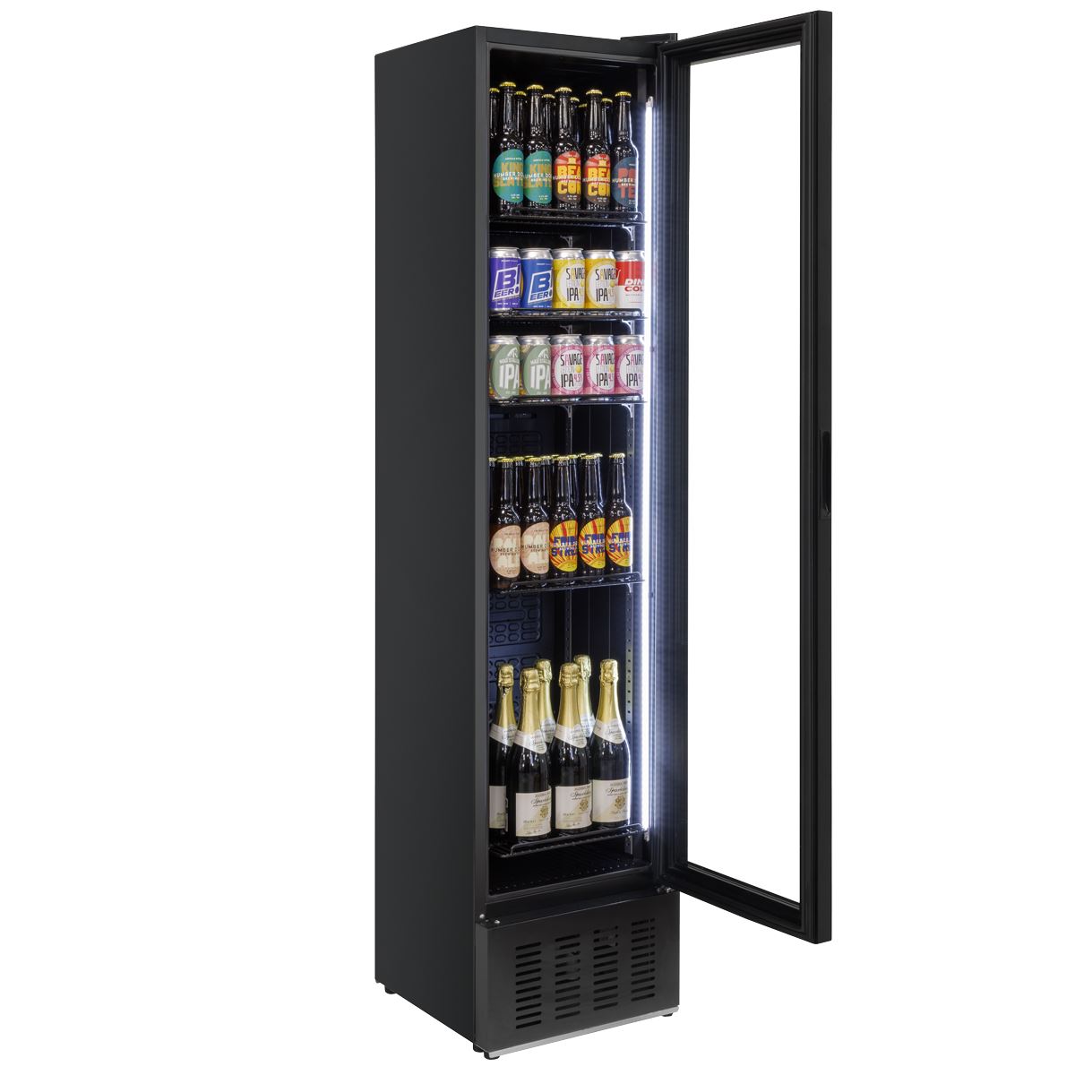 Baridi Tall Drinks/Bar Fridge with Digital Controls & Auto Defrost 160L - Black  White Rose Tools