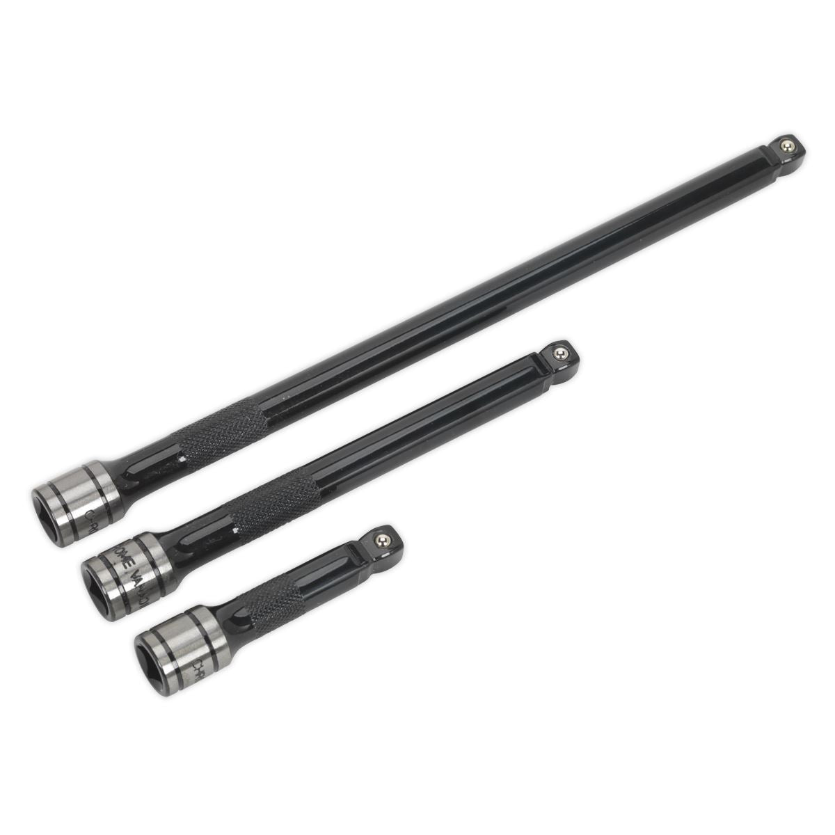 Sealey Premier Black 3 Piece 3/8" Drive Wobble Rigid Extension Bar Set Sockets 