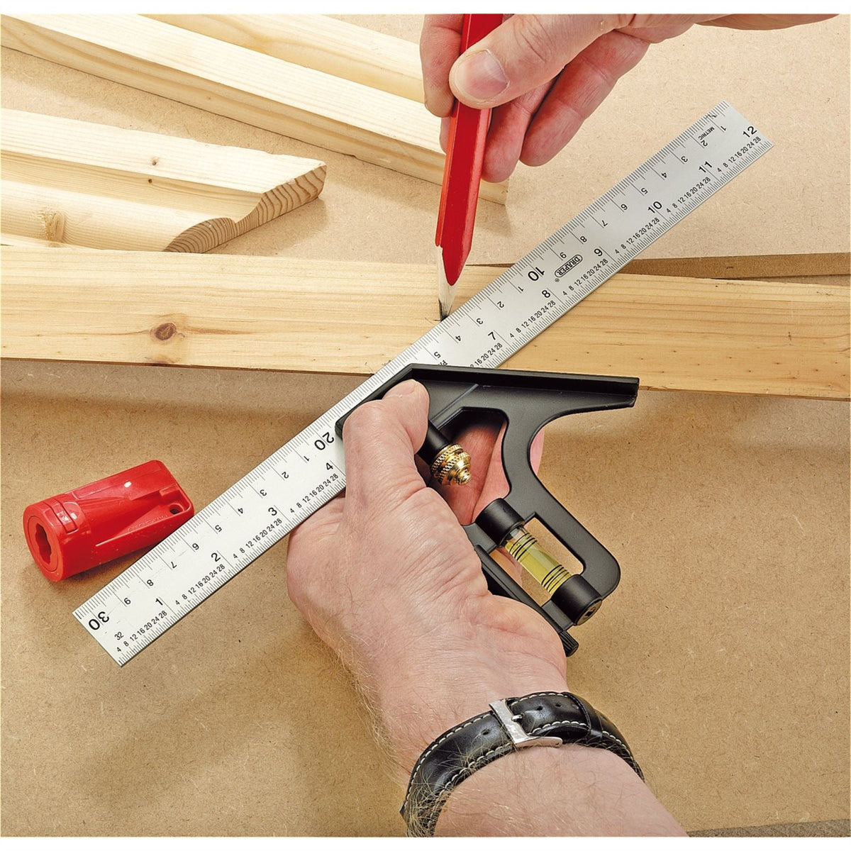 Draper Metric and Imperial Combination Square 300mm 34703  White Rose Tools