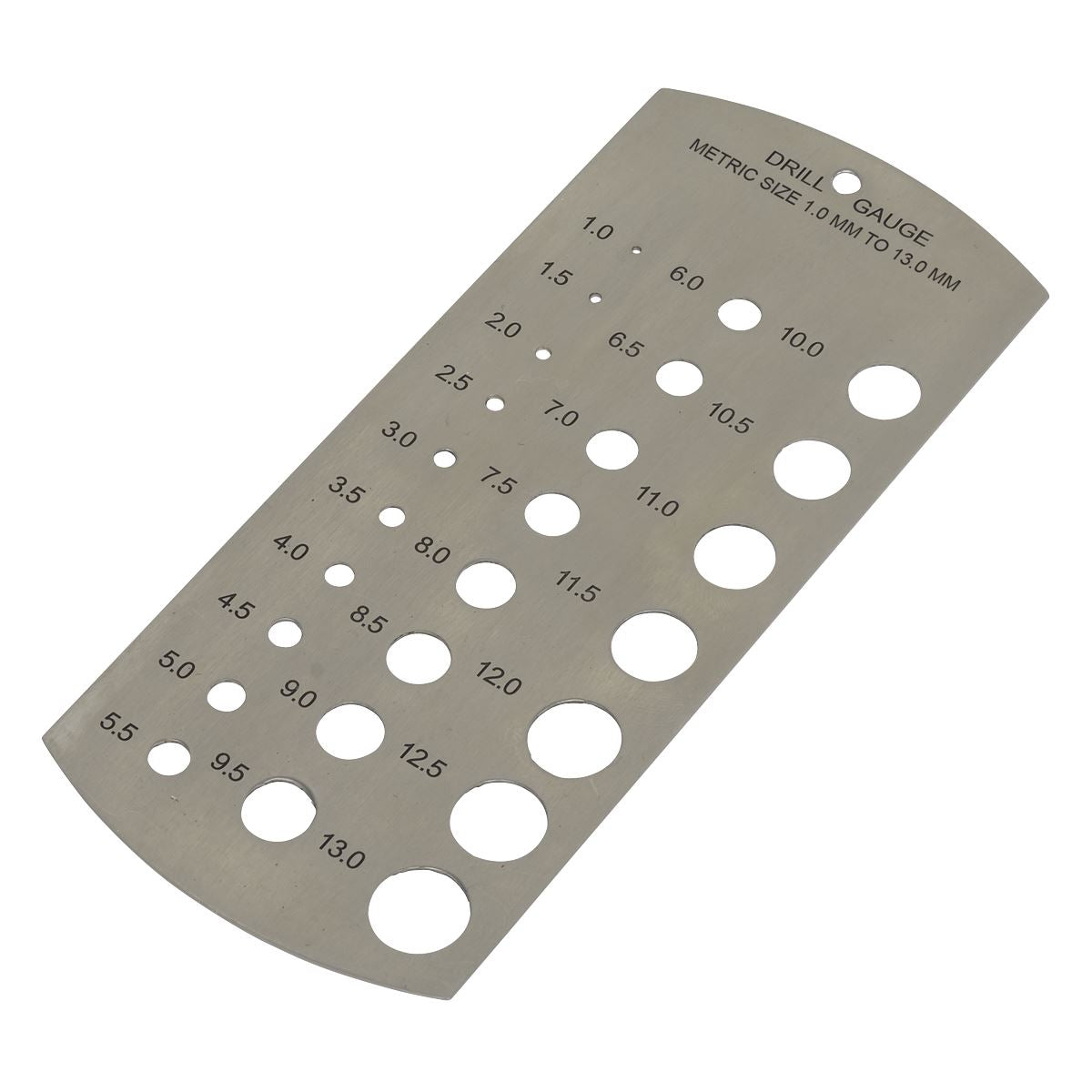 Sealey Drill Gauge Metric 1-13mm Stainless Steel Size Guide 