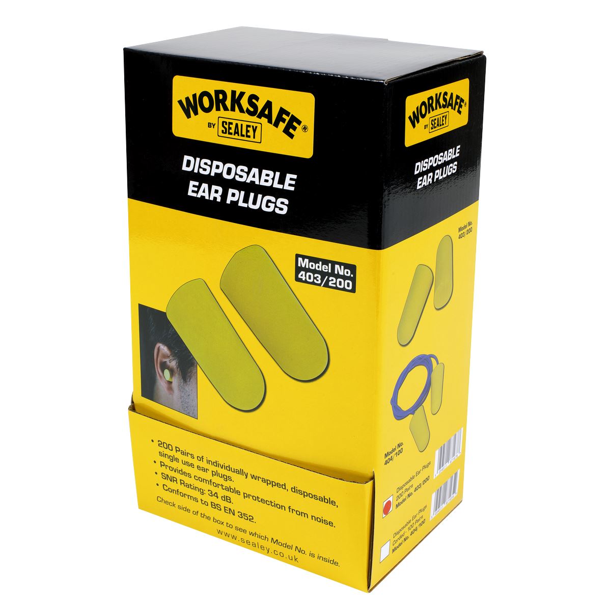 Worksafe by Sealey Ear Plugs Disposable - 200 Pairs