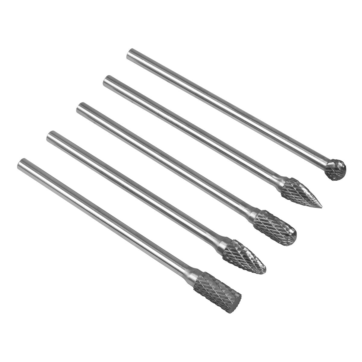 Sealey Tungsten Carbide Rotary Burr Set Extra-Long 5pc