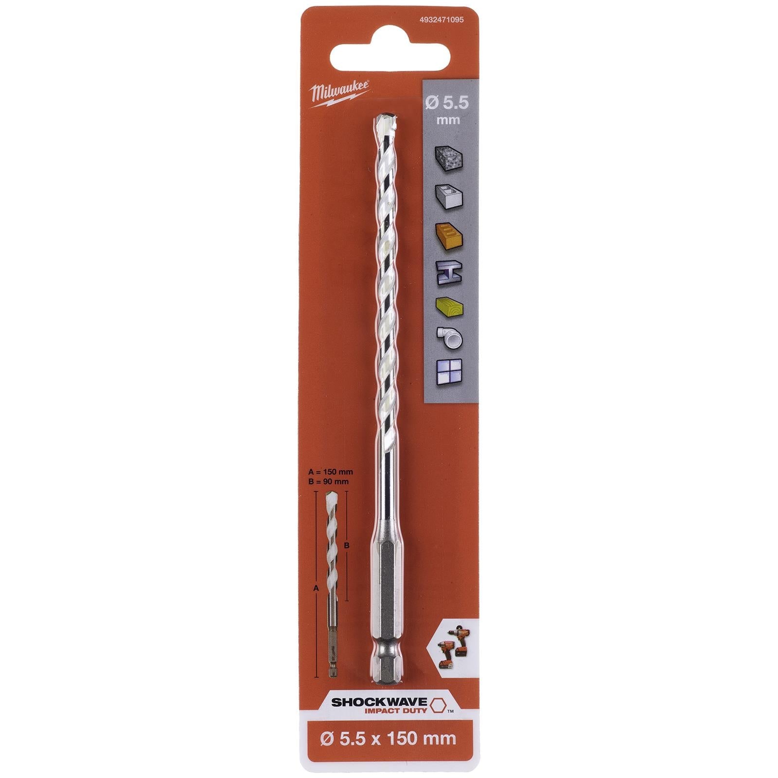 Milwaukee Multi Material Drill Bits Impact Rated TCT for Wood Metal Masonry 