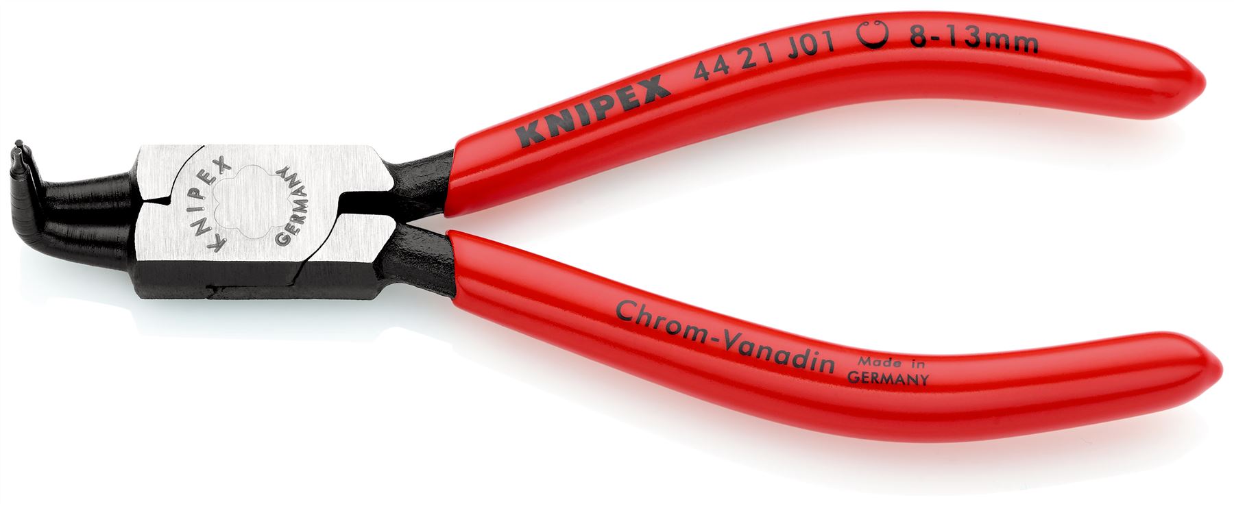 KNIPEX Circlip Pliers for Internal Circlips in Bore Holes Bent Nose 130mm 0.9mm Diameter Tips 44 21 J01
