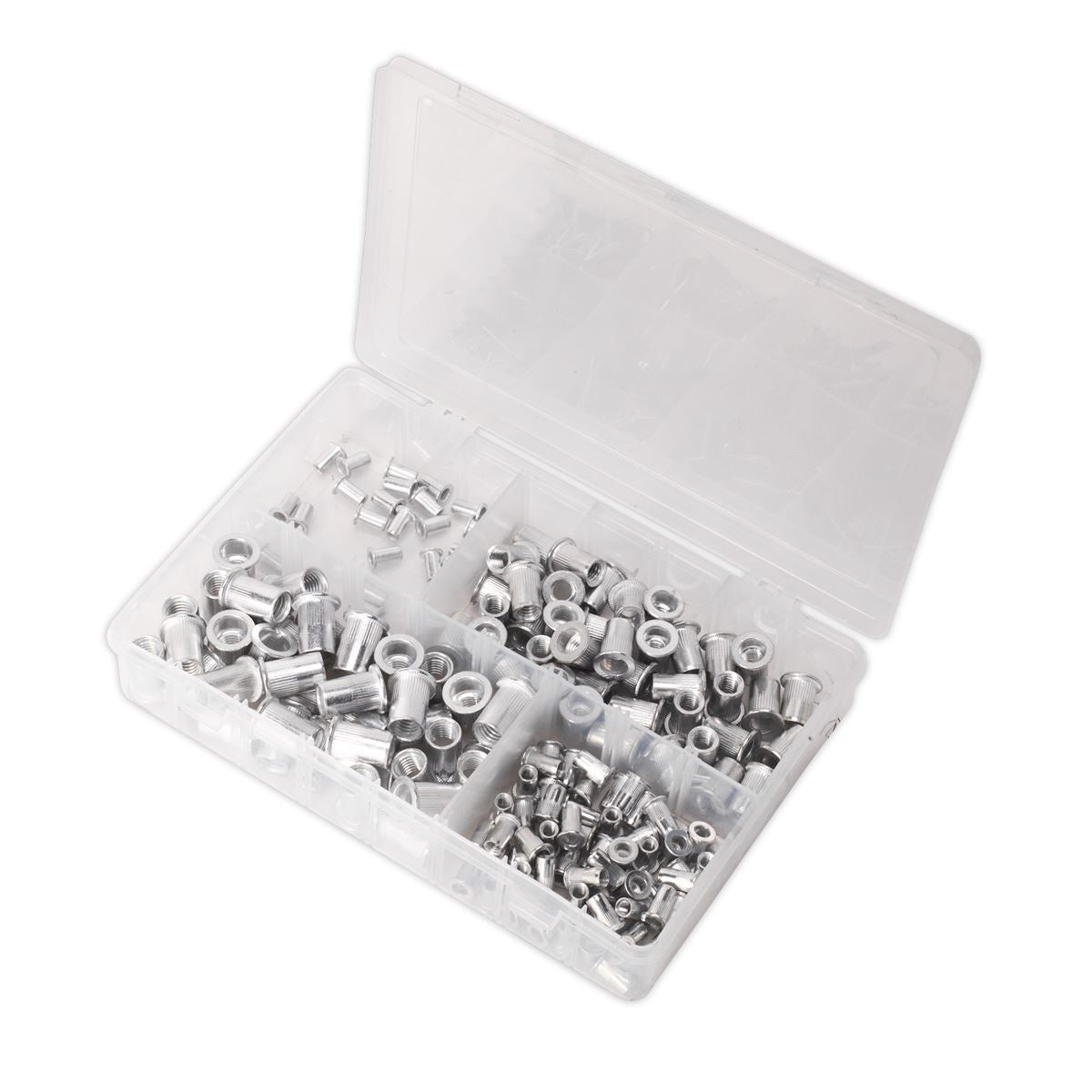 Sealey 200 Piece Splined Threaded Insert Rivet Nut Assortment M4-M8 Metric