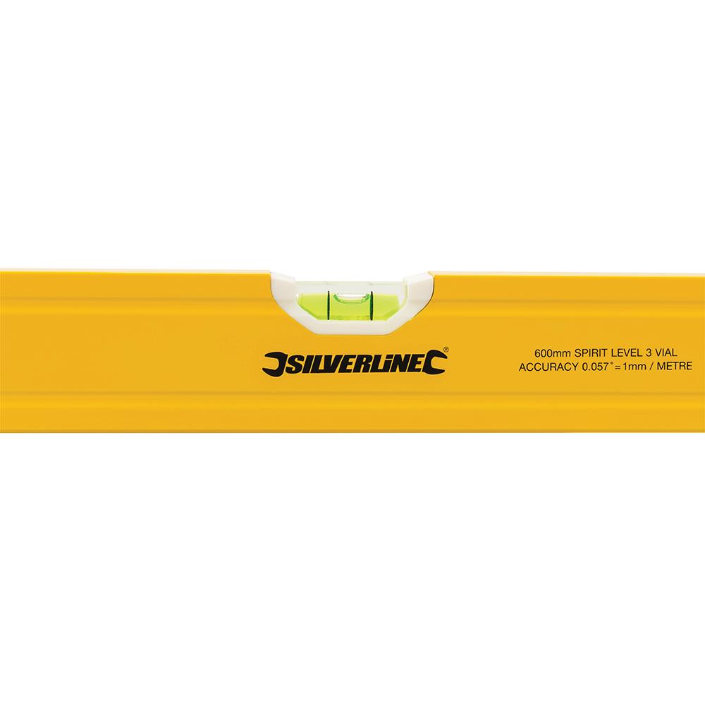 Silverline Spirit Level Powder Coated Aluminium 3 Vials - Choose Length