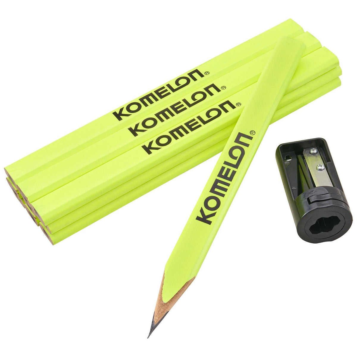 Komelon 10 Carpenters Pencils and Sharpener Set KCPT10  White Rose Tools