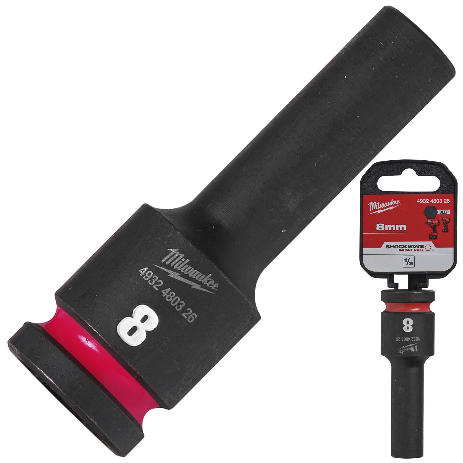 Milwaukee Impact Sockets Deep 1/2" Drive 8-36mm SHOCKWAVE Impact Duty 