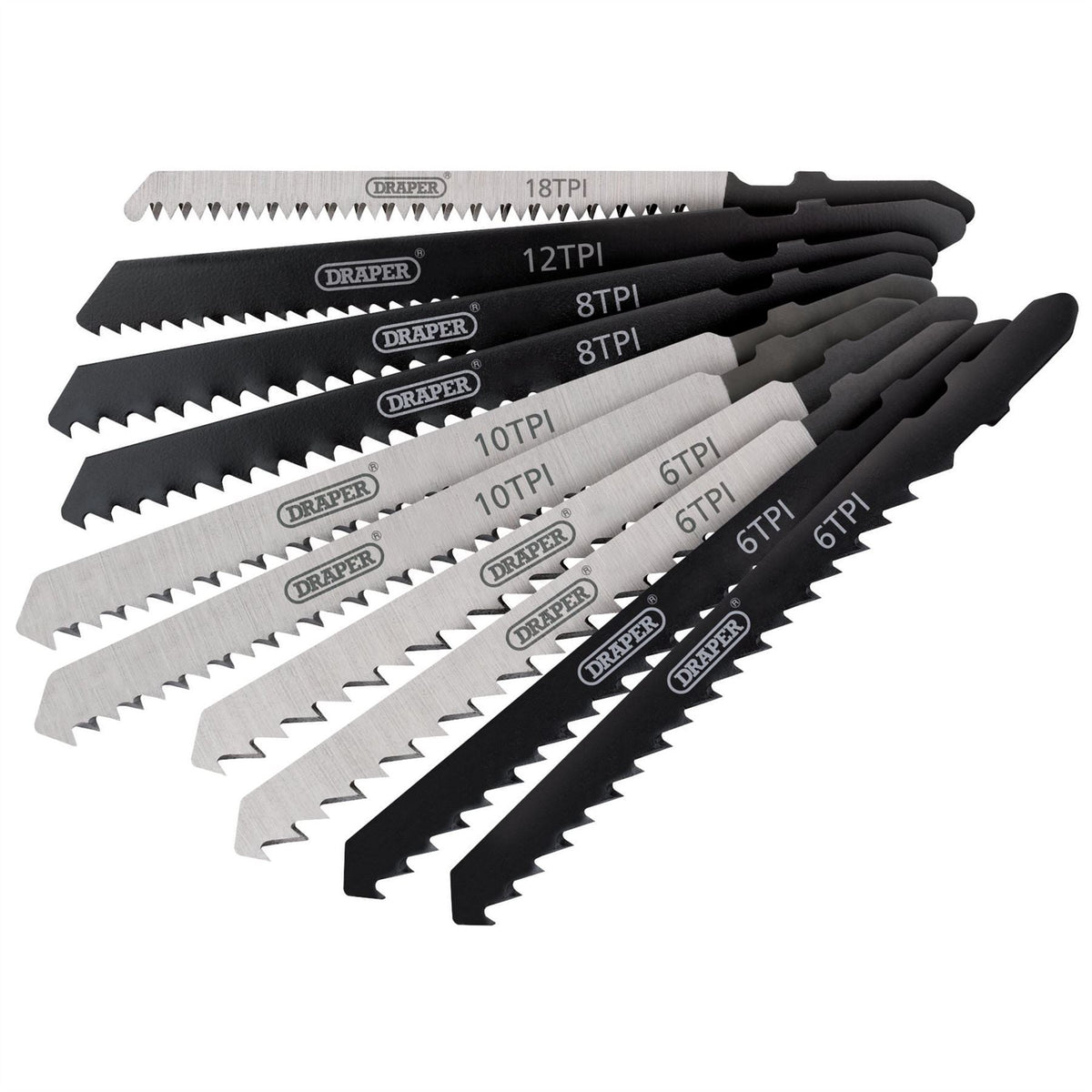 Draper Assorted HCS Jigsaw Blade Set (10 Piece) 81735  White Rose Tools