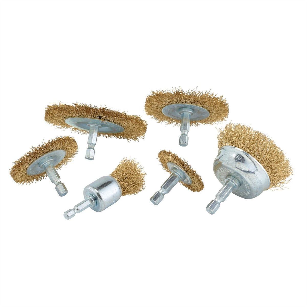Draper Brassed Steel Crimped Wire Brush Set (6 Piece) 07436  White Rose Tools