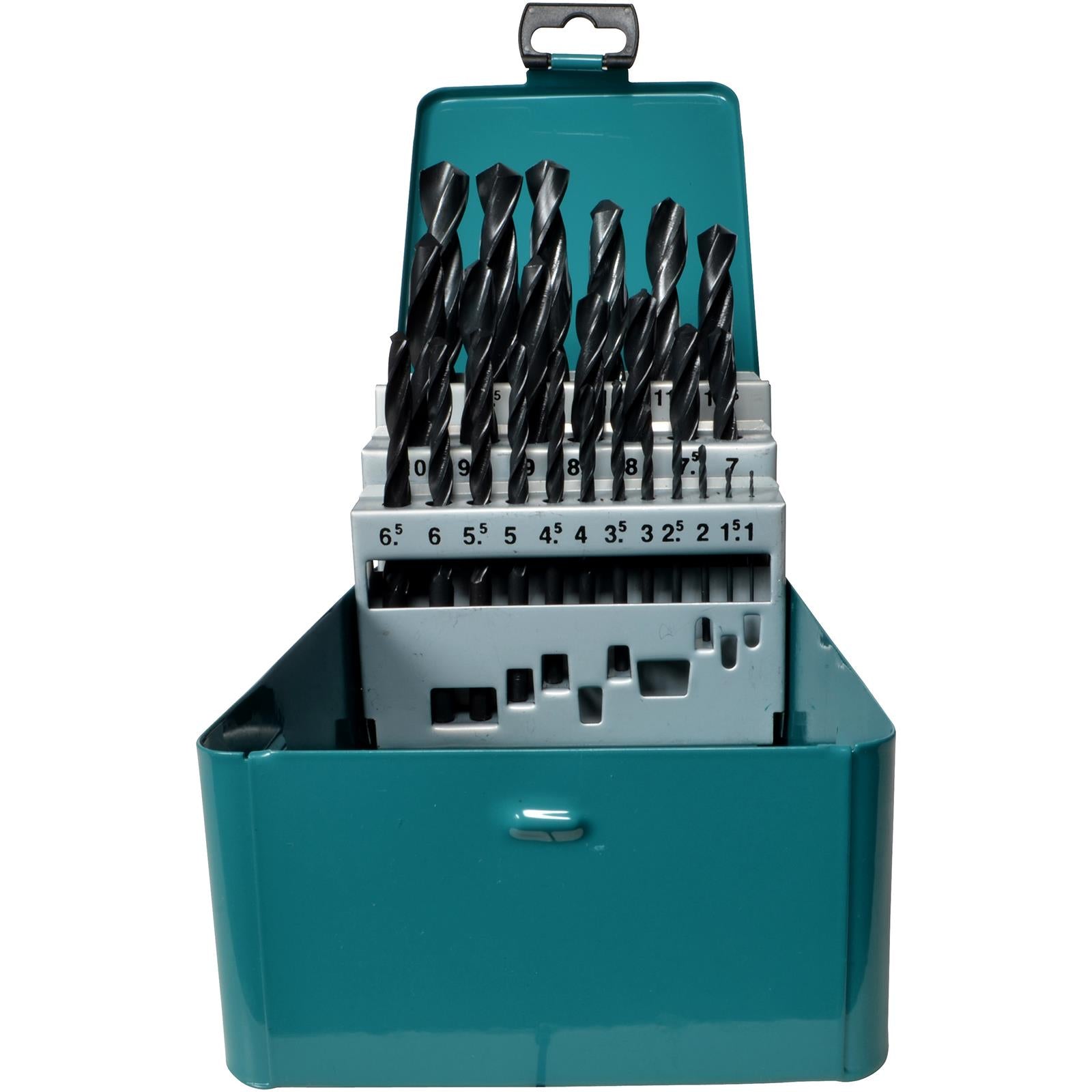 Makita Drill Bit Set HSS-R 25 Piece Roll Forged in Metal Case 1-13mm D-54097 