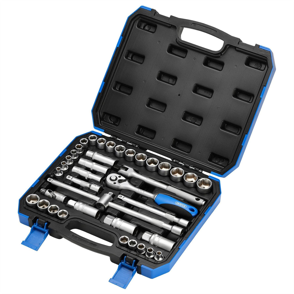 Draper Combined MM/AF Socket Set 3/8" Sq. Dr. (39 Piece) 16361  White Rose Tools