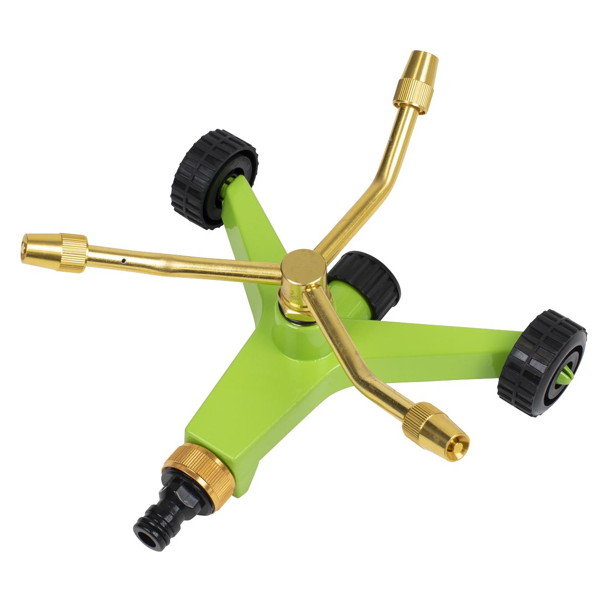 Sealey 3-Arm Brass Sprinkler with Metal Wheeled Base  White Rose Tools