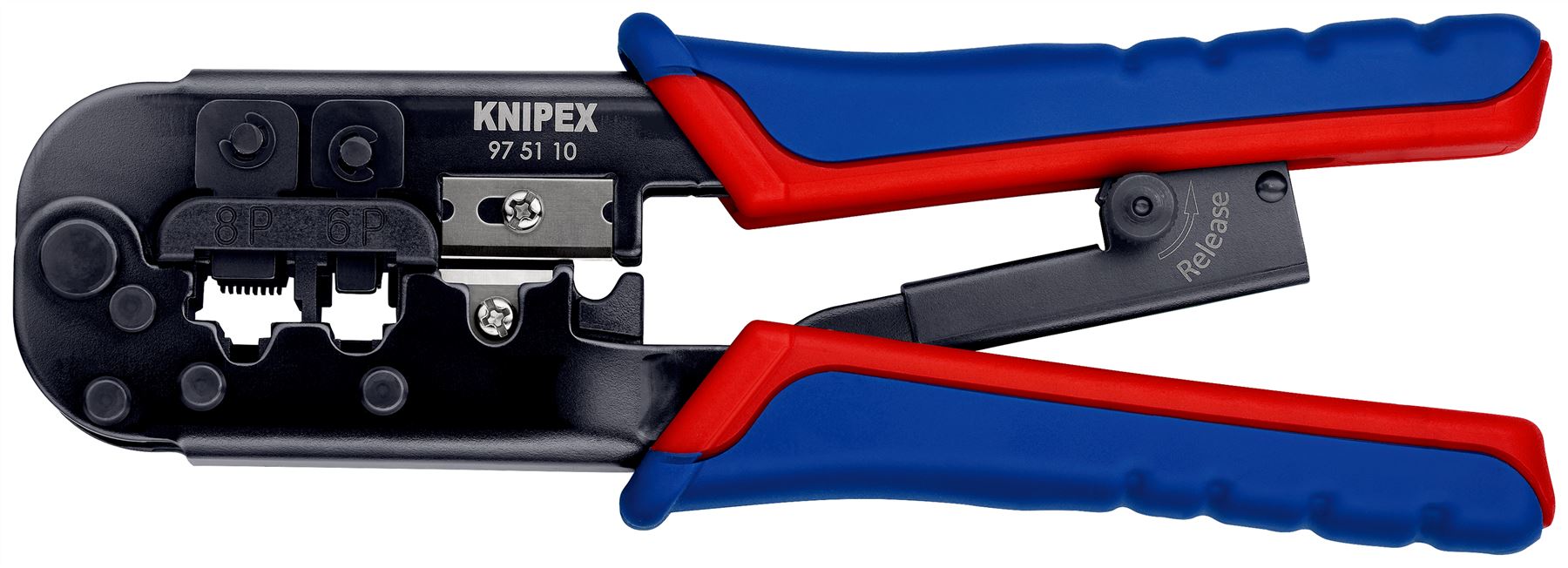 KNIPEX Crimping Pliers for Western Plugs RJ45 RJ11 RJ12 190mm Multi Component Grips 97 51 10