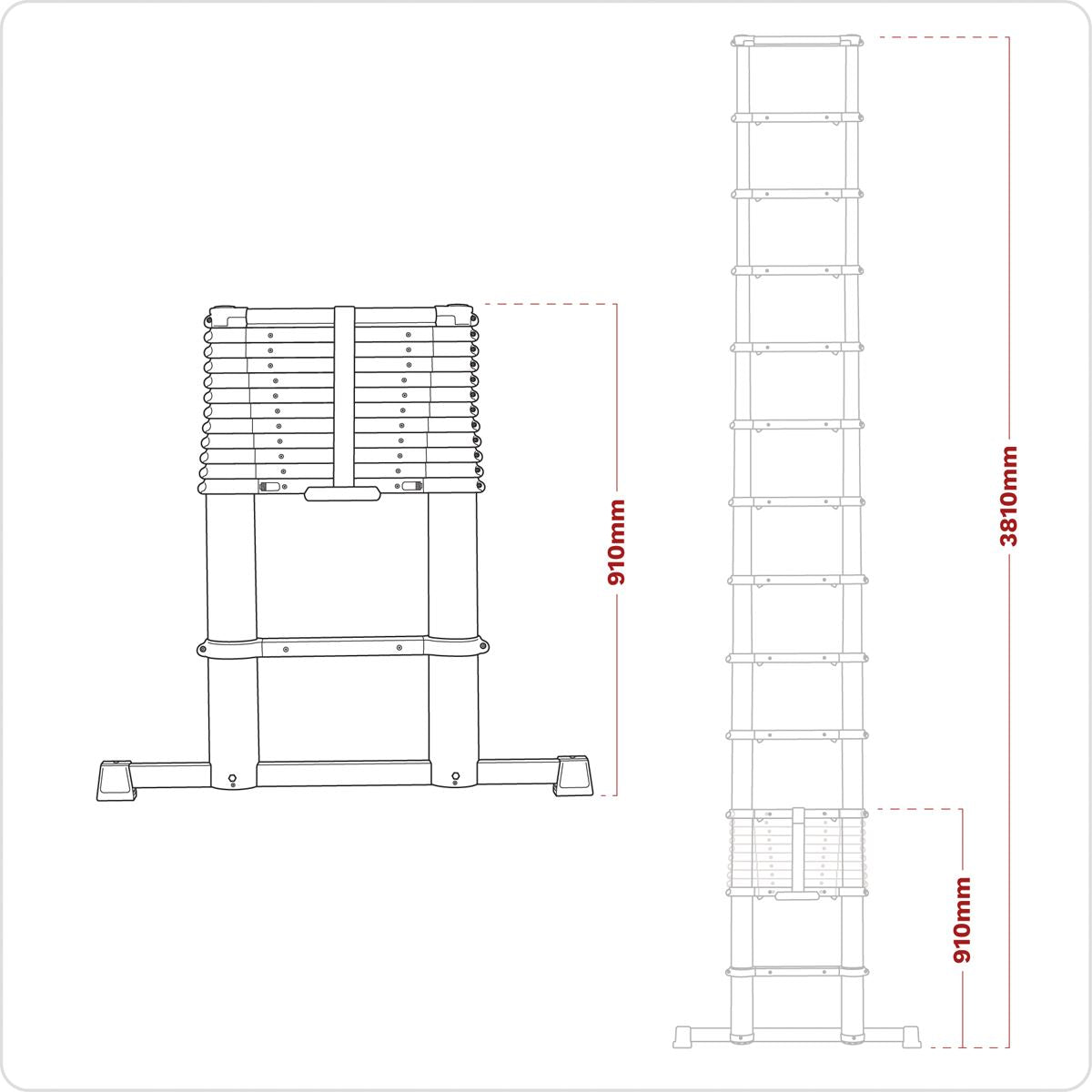 Sealey Aluminium Telescopic Ladder 13-Tread EN 131 