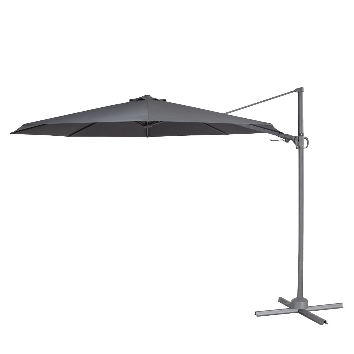 Dellonda Ø3m Garden/Patio Cantilever Parasol/Umbrella with Crank Handle, Tilt, 360° Rotation and Cover, Grey