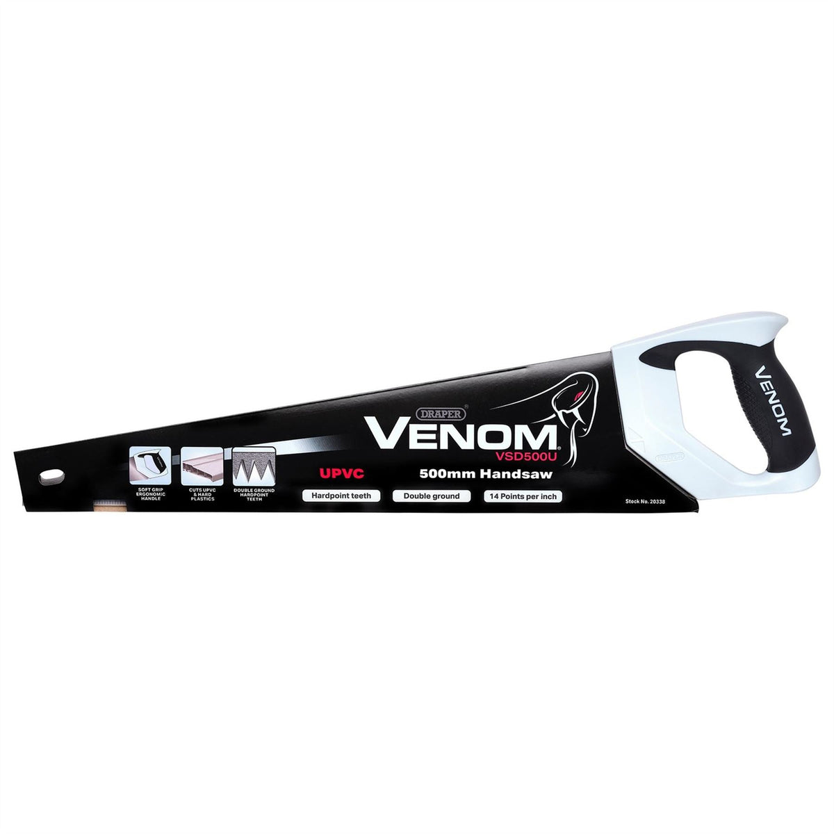 Draper Venom® UPVC Handsaw 500mm 13tpi/14ppi 20338  White Rose Tools